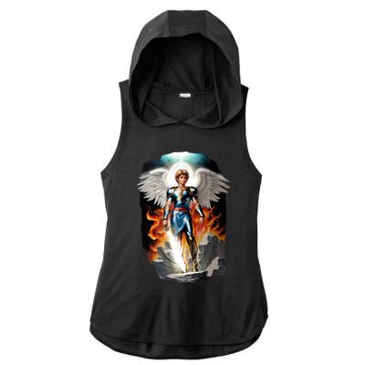 Saint Michael The Archangel Ladies PosiCharge Tri-Blend Wicking Draft Hoodie Tank