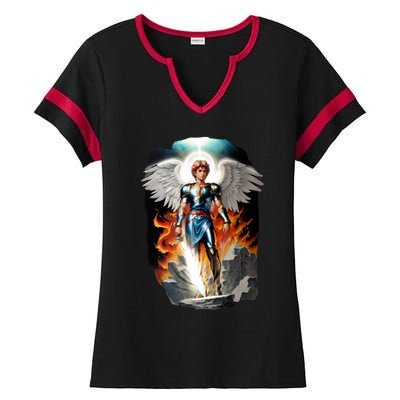 Saint Michael The Archangel Ladies Halftime Notch Neck Tee