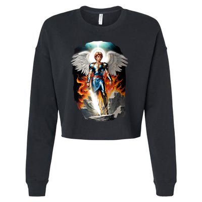 Saint Michael The Archangel Cropped Pullover Crew
