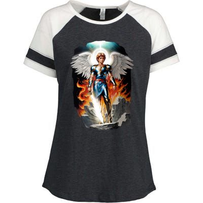 Saint Michael The Archangel Enza Ladies Jersey Colorblock Tee