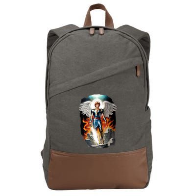 Saint Michael The Archangel Cotton Canvas Backpack
