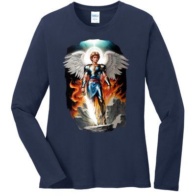 Saint Michael The Archangel Ladies Long Sleeve Shirt