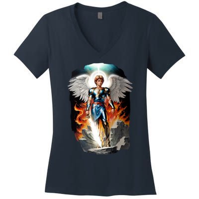 Saint Michael The Archangel Women's V-Neck T-Shirt