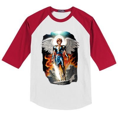 Saint Michael The Archangel Kids Colorblock Raglan Jersey