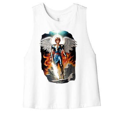 Saint Michael The Archangel Women's Racerback Cropped Tank