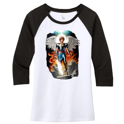 Saint Michael The Archangel Women's Tri-Blend 3/4-Sleeve Raglan Shirt