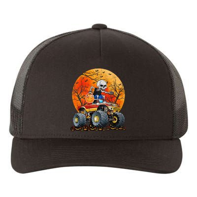 Skeleton Monster Truck Moon Candy Halloween Yupoong Adult 5-Panel Trucker Hat