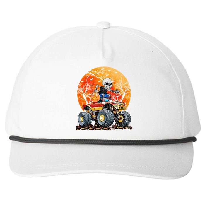 Skeleton Monster Truck Moon Candy Halloween Snapback Five-Panel Rope Hat