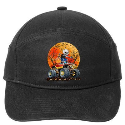 Skeleton Monster Truck Moon Candy Halloween 7-Panel Snapback Hat