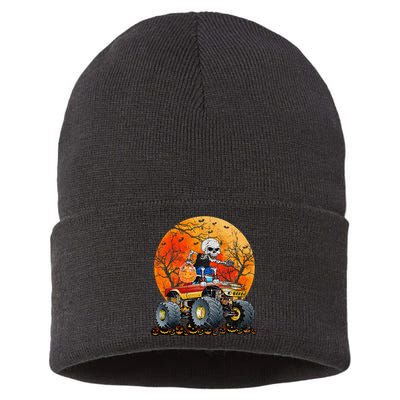 Skeleton Monster Truck Moon Candy Halloween Sustainable Knit Beanie