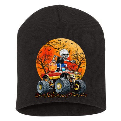 Skeleton Monster Truck Moon Candy Halloween Short Acrylic Beanie