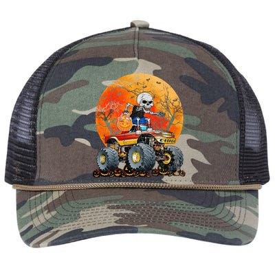 Skeleton Monster Truck Moon Candy Halloween Retro Rope Trucker Hat Cap