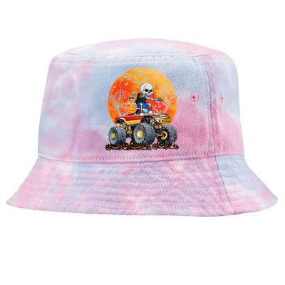 Skeleton Monster Truck Moon Candy Halloween Tie-Dyed Bucket Hat