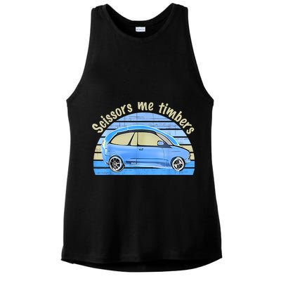 Scissors Me Timbers Funny Car Ladies PosiCharge Tri-Blend Wicking Tank