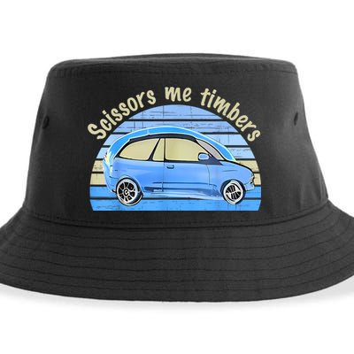 Scissors Me Timbers Funny Car Sustainable Bucket Hat