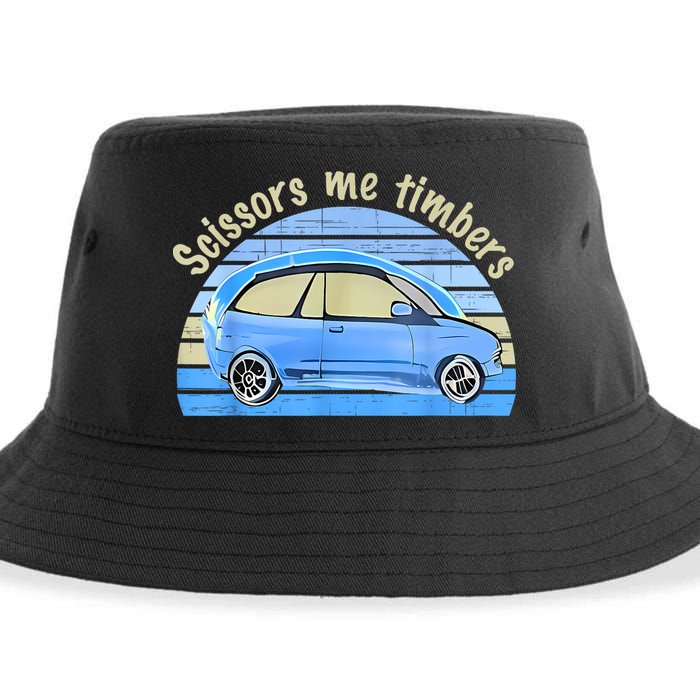Scissors Me Timbers Funny Car Sustainable Bucket Hat