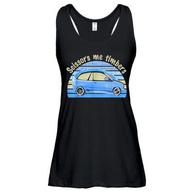 Scissors Me Timbers Funny Car Ladies Essential Flowy Tank