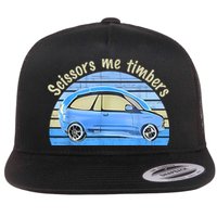 Scissors Me Timbers Funny Car Flat Bill Trucker Hat