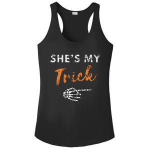 She's My Trick Skeleton Hand Funny Halloween Costume Couples Ladies PosiCharge Competitor Racerback Tank