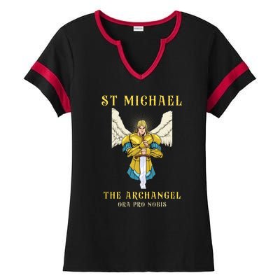 St Michael The Archangel Roman Catholic Gift Ladies Halftime Notch Neck Tee