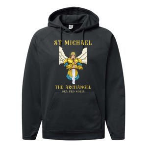 St Michael The Archangel Roman Catholic Gift Performance Fleece Hoodie