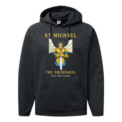 St Michael The Archangel Roman Catholic Gift Performance Fleece Hoodie