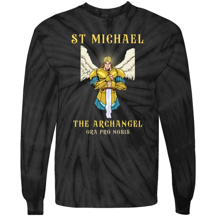 St Michael The Archangel Roman Catholic Gift Tie-Dye Long Sleeve Shirt