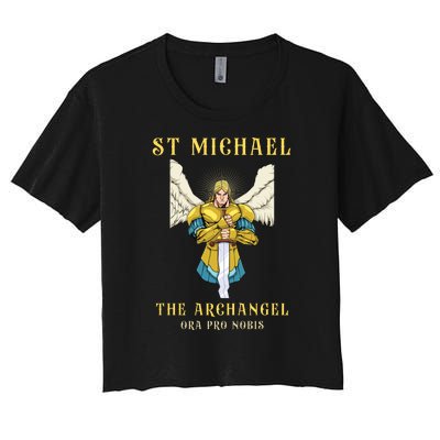 St Michael The Archangel Roman Catholic Gift Women's Crop Top Tee