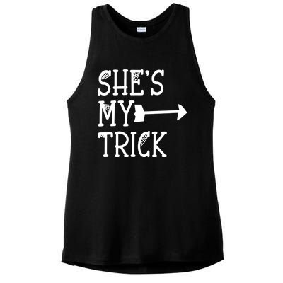 Shes My Trick Hes My Treat Pointing Arrow Couples Design Great Gift Ladies PosiCharge Tri-Blend Wicking Tank