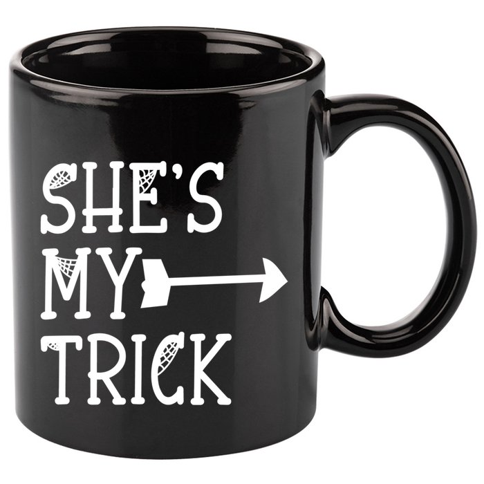 Shes My Trick Hes My Treat Pointing Arrow Couples Design Great Gift 11oz C Handle Ceramic Mug