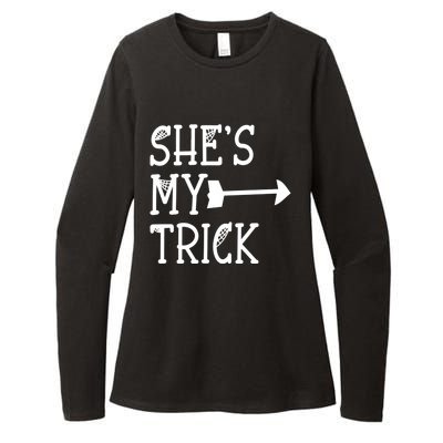 Shes My Trick Hes My Treat Pointing Arrow Couples Design Great Gift Womens CVC Long Sleeve Shirt