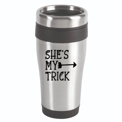 Shes My Trick Hes My Treat Pointing Arrow Couples Design Great Gift 16oz Travel Tumbler