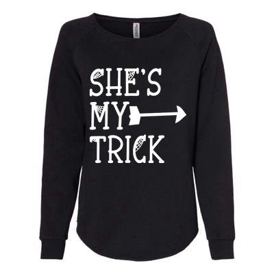 Shes My Trick Hes My Treat Pointing Arrow Couples Design Great Gift Womens California Wash Sweatshirt