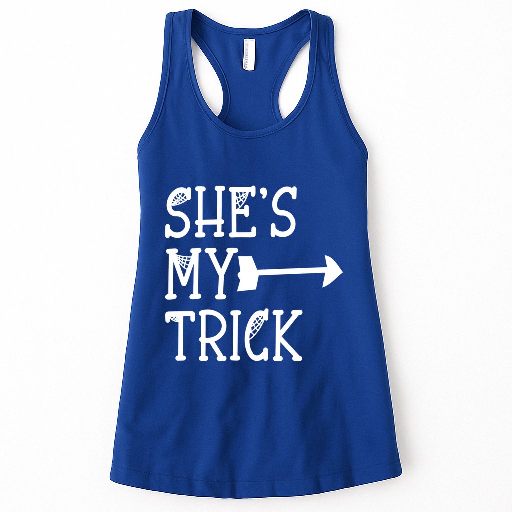 Shes My Trick Hes My Treat Pointing Arrow Couples Design Great Gift Womens Tank Top