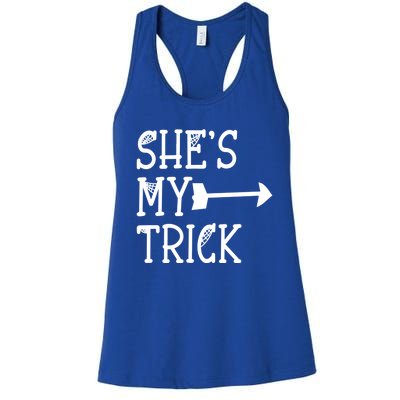 Shes My Trick Hes My Treat Pointing Arrow Couples Design Great Gift Women's Racerback Tank