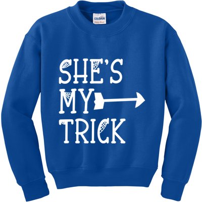 Shes My Trick Hes My Treat Pointing Arrow Couples Design Great Gift Kids Sweatshirt