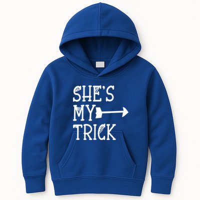 Shes My Trick Hes My Treat Pointing Arrow Couples Design Great Gift Kids Hoodie