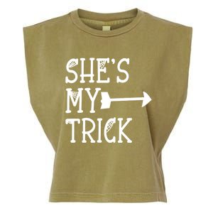 Shes My Trick Hes My Treat Pointing Arrow Couples Design Great Gift Garment-Dyed Women's Muscle Tee