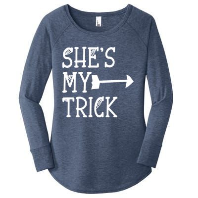 Shes My Trick Hes My Treat Pointing Arrow Couples Design Great Gift Women's Perfect Tri Tunic Long Sleeve Shirt