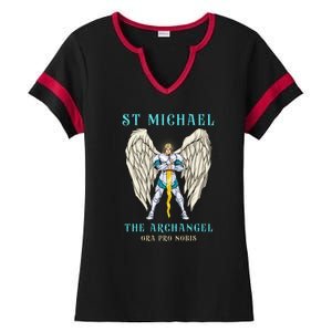 St Michael The Archangel Roman Catholic Gift Ladies Halftime Notch Neck Tee