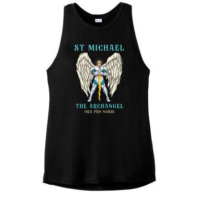 St Michael The Archangel Roman Catholic Gift Ladies PosiCharge Tri-Blend Wicking Tank