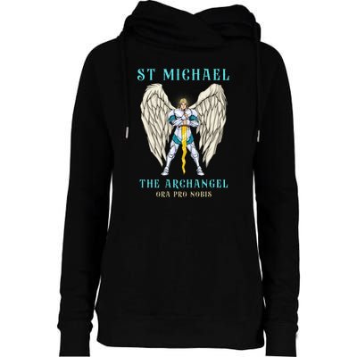 St Michael The Archangel Roman Catholic Gift Womens Funnel Neck Pullover Hood