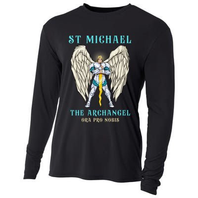St Michael The Archangel Roman Catholic Gift Cooling Performance Long Sleeve Crew
