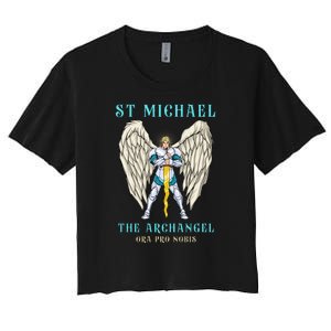 St Michael The Archangel Roman Catholic Gift Women's Crop Top Tee