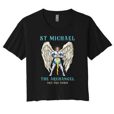 St Michael The Archangel Roman Catholic Gift Women's Crop Top Tee