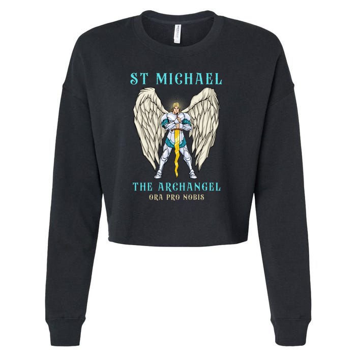 St Michael The Archangel Roman Catholic Gift Cropped Pullover Crew