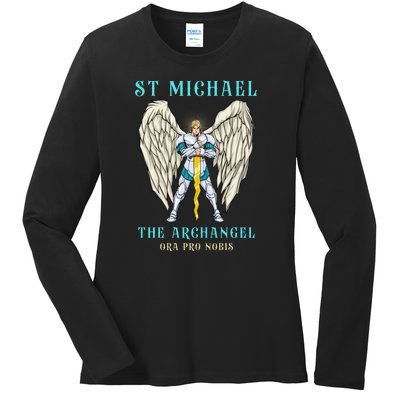 St Michael The Archangel Roman Catholic Gift Ladies Long Sleeve Shirt