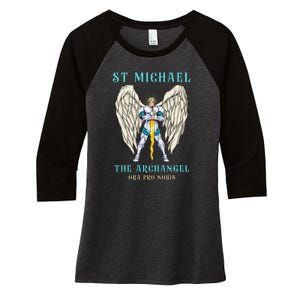 St Michael The Archangel Roman Catholic Gift Women's Tri-Blend 3/4-Sleeve Raglan Shirt