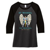 St Michael The Archangel Roman Catholic Gift Women's Tri-Blend 3/4-Sleeve Raglan Shirt