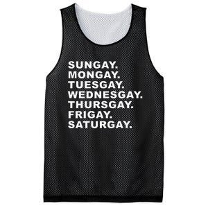 Sungay Mongay Tuesgay Wednesgay Thursgay Frigay Saturgay Mesh Reversible Basketball Jersey Tank